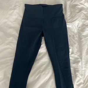 Blue Lululemon Knit Leggings with mesh detail on side